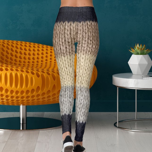 Christmas Deer Embroidery Wool Graphic Stripe Knit Leggings (Skapare uppladdad)