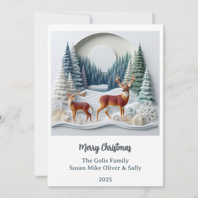 Christmas Deer Holiday Wildlife Personalized Card  Julkort (Framsida)
