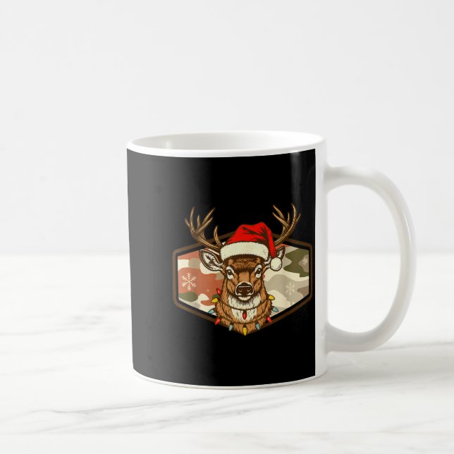 Christmas Deer Hunting Old School Camo, Xmas Hunti Kaffemugg (Höger)