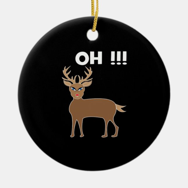 Christmas Deer Season Cute Festive Retro Style Julgransprydnad Keramik (Framsidan)