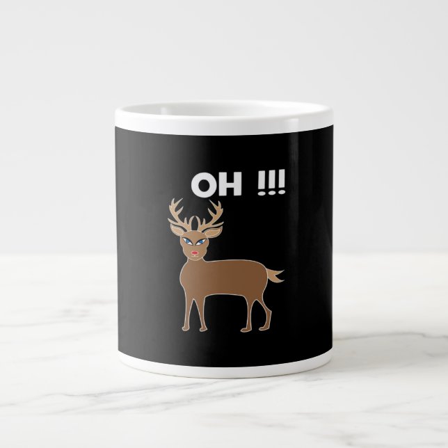 Christmas Deer Season Cute Festive Retro Style  Jumbo Mugg (Framsidan)