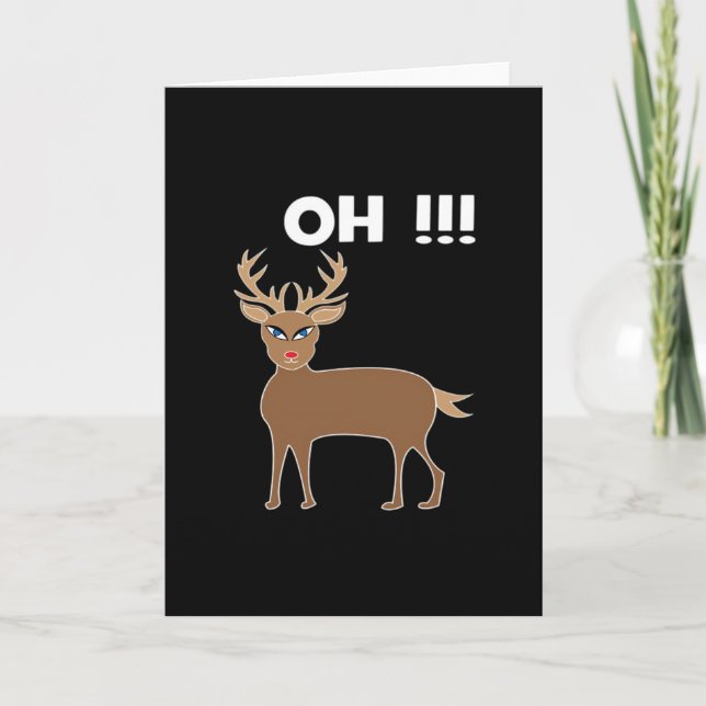 Christmas Deer Season Cute Festive Retro Style Kort (Framsida)