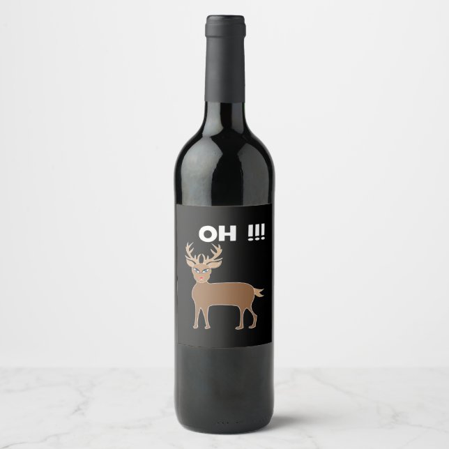 Christmas Deer Season Cute Festive Retro Style  Vinflaska Etikett (Framsida)
