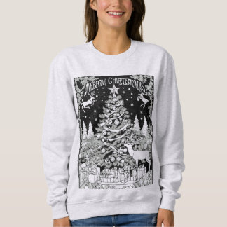 Christmas deer trees snow ladies  sweat-shirt  t shirt