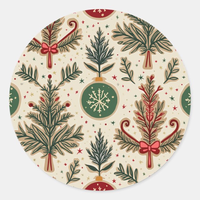 Christmas-dekal Runt Klistermärke (Framsida)