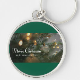 Christmas design Keychain Rund Silverfärgad Nyckelring