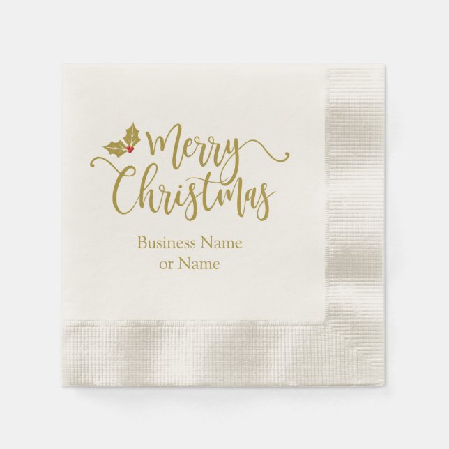 Christmas design typography and golden and Holly Pappersservett (Framsidan)