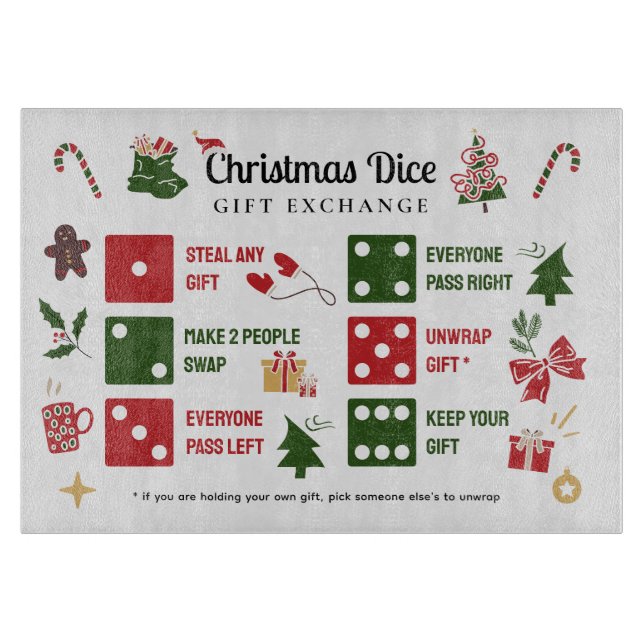 Christmas Dice Gift Exchange Cutting Board (Framsidan)