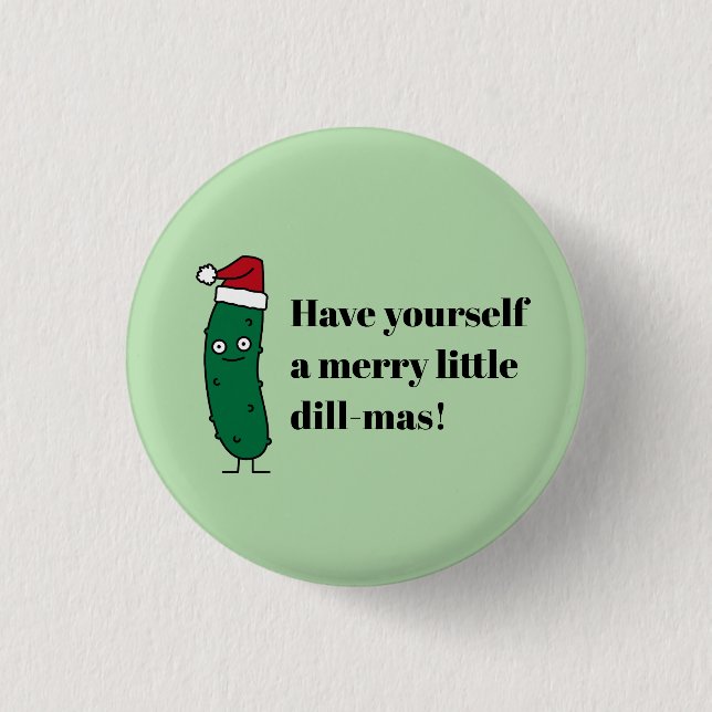 Christmas Dill Pickle wearing a Santa Hat Knapp (Framsida)
