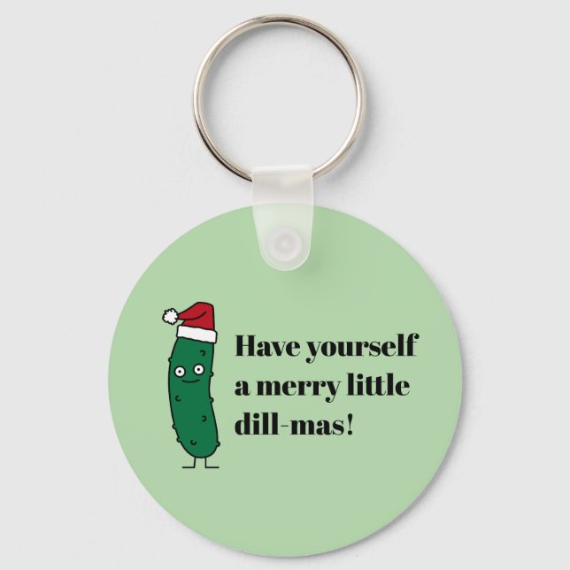 Christmas Dill Pickle wearing a Santa Hat Nyckelring (Framsida)