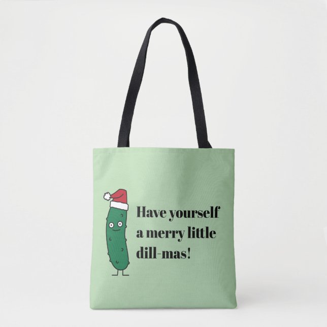 Christmas Dill Pickle wearing a Santa Hat Tygkasse (Framsida)