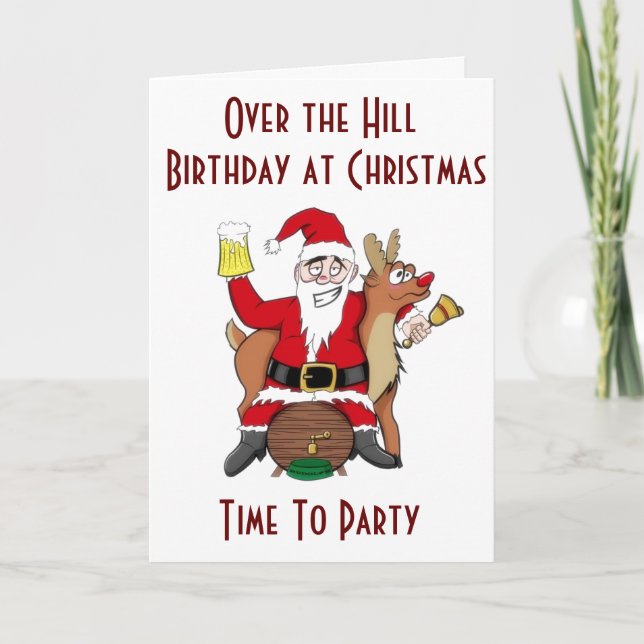 CHRISTMAS & DIN BIRTHAY=DRINK UP AND PARTY HELGKORT (Framsida)