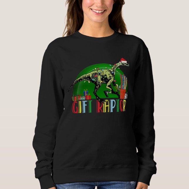 Christmas Dinosaur  Raptor T Shirt (Framsida)