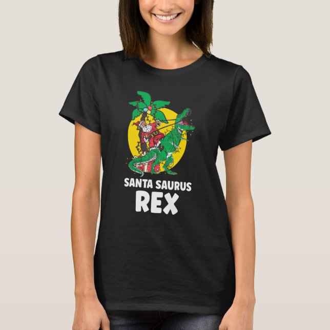 Christmas Dinosaur Santasaurus Rex Holiday Xmas PJ T Shirt (Framsida)