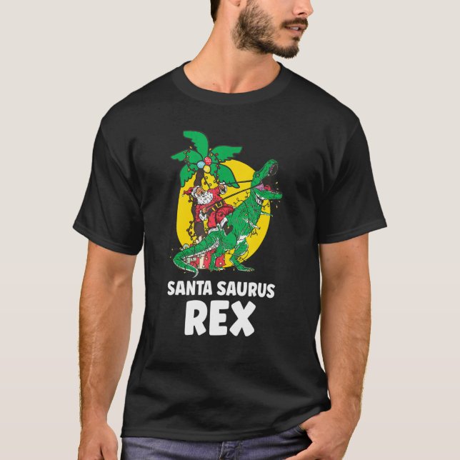 Christmas Dinosaur Santasaurus Rex Holiday Xmas PJ T Shirt (Framsida)