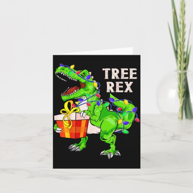 Christmas Dinosaur Shirt Tree Rex Pajamas Xmas Men Kort (Framsida)