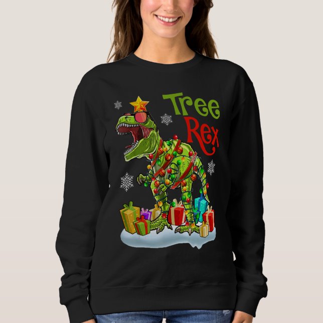 Christmas Dinosaur Tree Rex Pajamas  Christmas Cos T Shirt (Framsida)