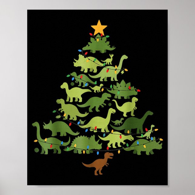 Christmas Dinosaur Tree Rex Pajamas Men Boys Kids  Poster (Framsidan)