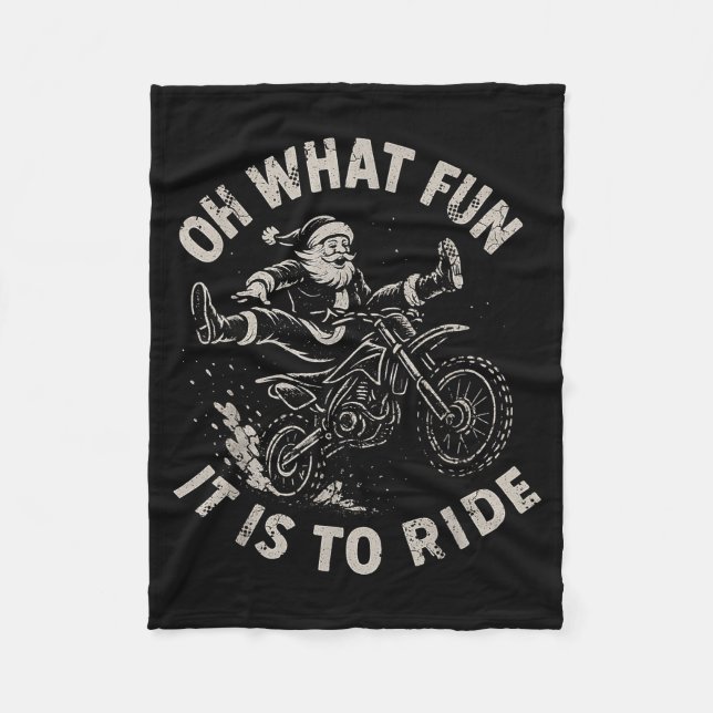 Christmas Dirt Bike Santa Motocross Born To Sleigh Fleecefilt (Framsidan)
