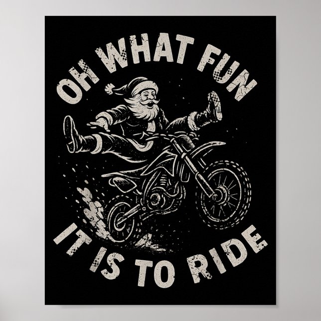 Christmas Dirt Bike Santa Motocross Born To Sleigh Poster (Framsidan)
