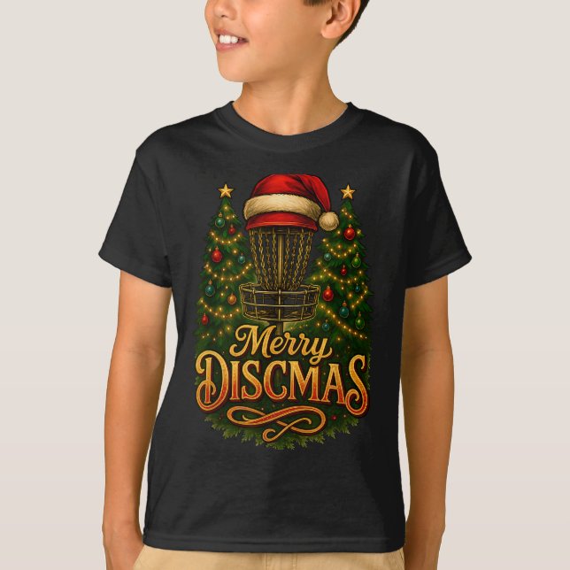 Christmas Disc Golf Merry Discmas  T Shirt (Framsida)
