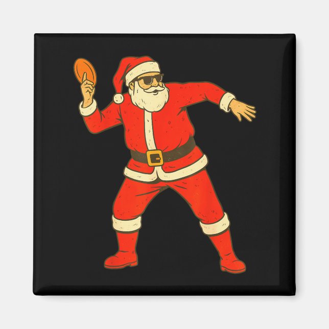 Christmas Disc Golf Vintage Funny Santa Xmas  Magnet (Framsidan)