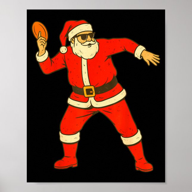 Christmas Disc Golf Vintage Funny Santa Xmas  Poster (Framsidan)