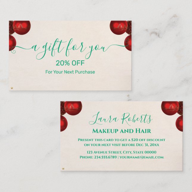 Christmas Discount Card – Festive Holiday Savings Rabattkort (Fram/baksida)