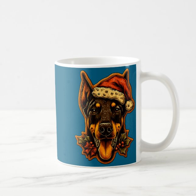 Christmas Doberman Dog With Santa Hat Gingerbread  Kaffemugg (Höger)