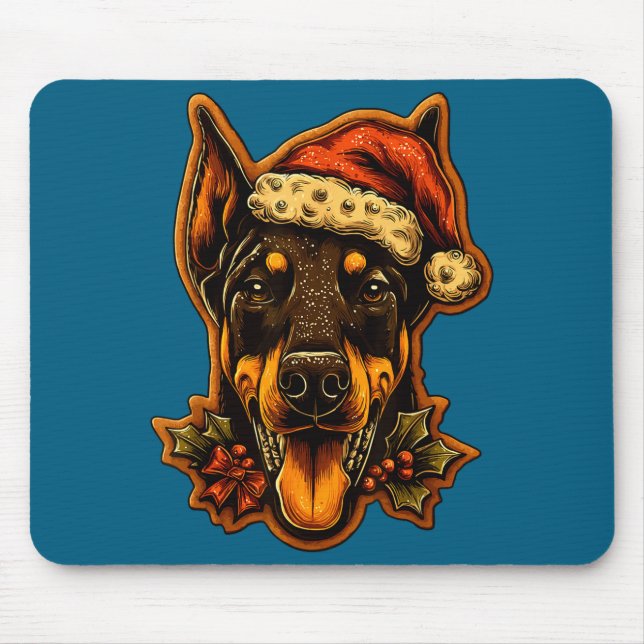 Christmas Doberman Dog With Santa Hat Gingerbread  Musmatta (Framsidan)