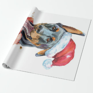 CHRISTMAS DOBERMAN HUND PRESENTPAPPER