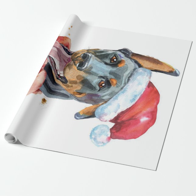 CHRISTMAS DOBERMAN HUND PRESENTPAPPER (Utrullad)
