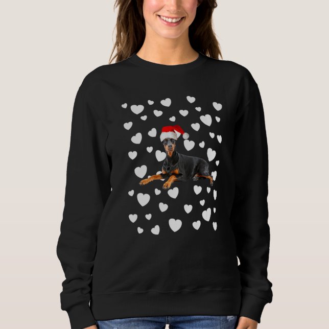 Christmas Doberman Pinscher Xmas Santa Hat Dog Mom T Shirt (Framsida)