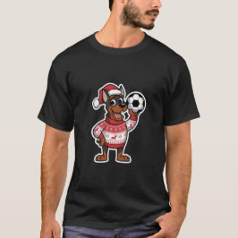 Christmas Doberman puppy with soccer ball T Shirt