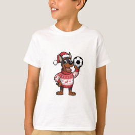 Christmas Doberman puppy with soccer ball T Shirt