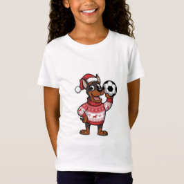 Christmas Doberman puppy with soccer ball T Shirt