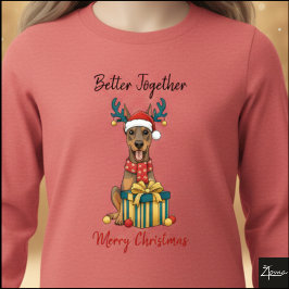 Christmas Doberman Reindeer Scarf Gift Graphic T Shirt