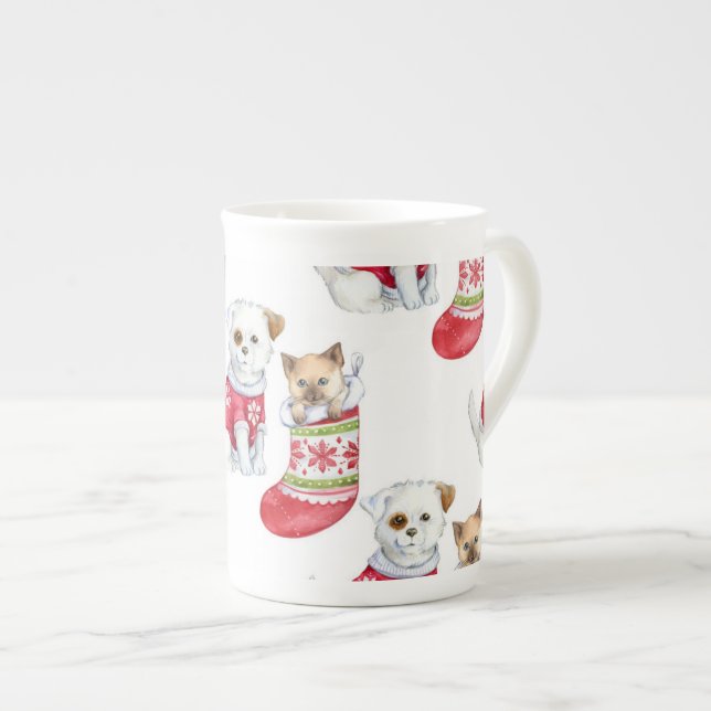 Christmas Dog & Cat Benporslin Mugg (Framsida höger)