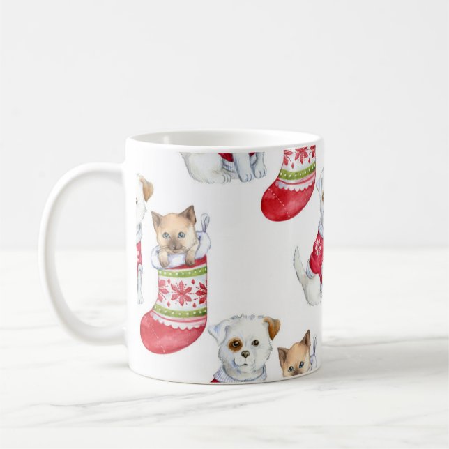 Christmas Dog & Cat Kaffemugg (Vänster)
