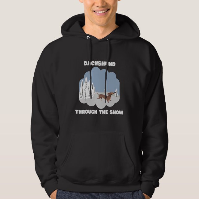 Christmas Dog Dachshund Dashing Through The Snow C Hoodie (Framsida)