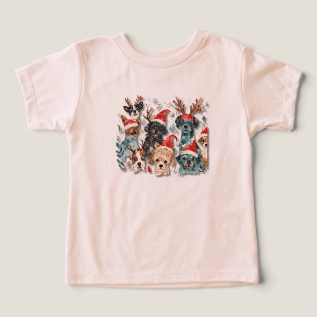 Christmas Dog Line Art T-Shirt | Minimalist Holida (Design Framsida)