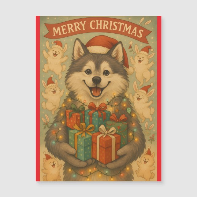 "Christmas Dog" Magnetic Card (Framsida)