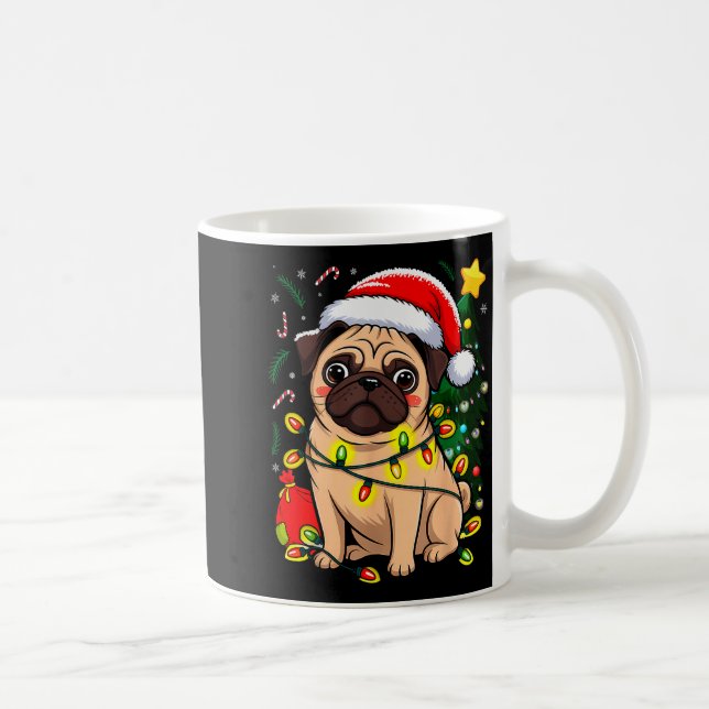 Christmas Dog Santa Clause Pug Puppy X-mas  Kaffemugg (Höger)