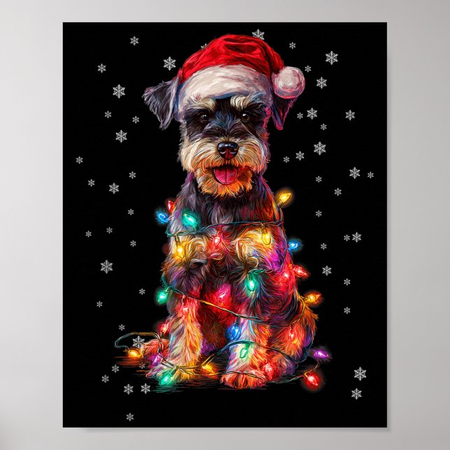 Christmas Dog Schnauzer Santa Xmas Women Men Kids  Poster (Framsidan)