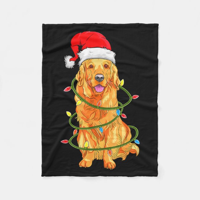 Christmas Dog Shirt, Christmas Golden Retriever Pa Fleecefilt (Framsidan)