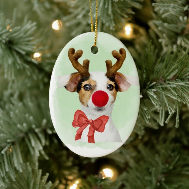 Christmas Dog wAntlers & Oven Mitt Ornament (Träd)