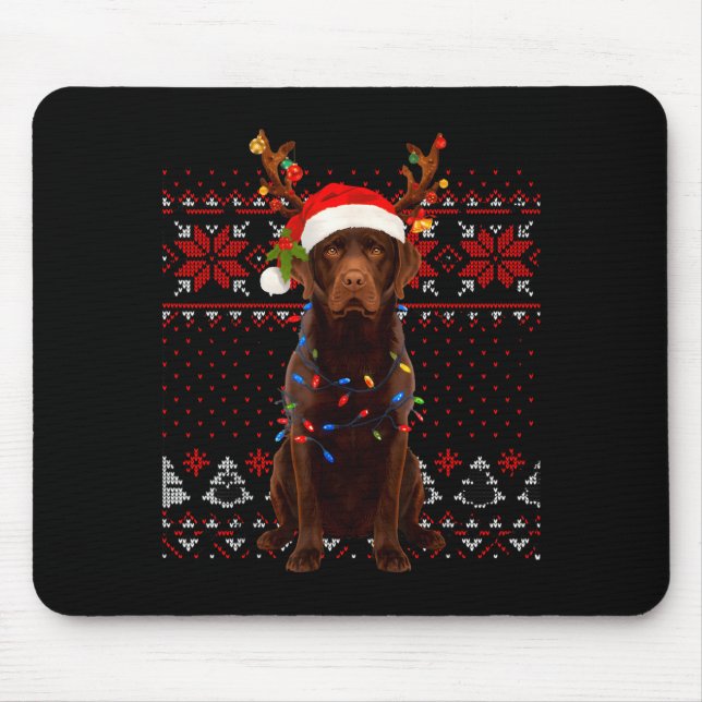 Christmas Dog With Hat And Lights - Funny Holiday  Musmatta (Framsidan)
