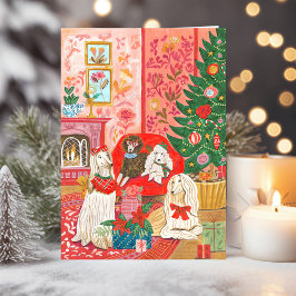 Christmas Dogs Afghan Hound Hand drawn  Helgkort