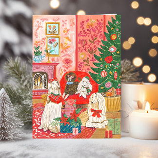 Christmas Dogs Afghan Hound Hand drawn  Helgkort