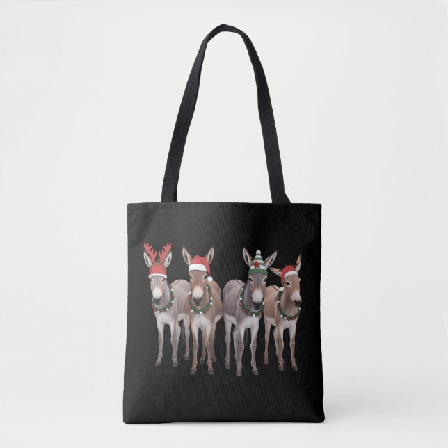 Christmas Donkey Lover Gift Farm Xmas  Tygkasse (Framsida)